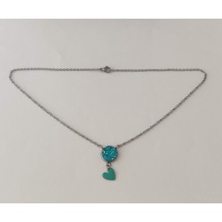 Collier turquoise brillant coeur