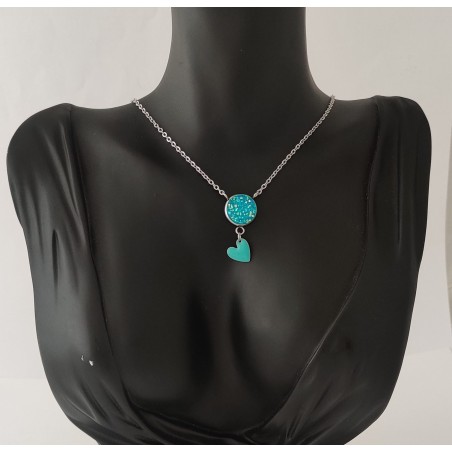 Collier turquoise brillant coeur